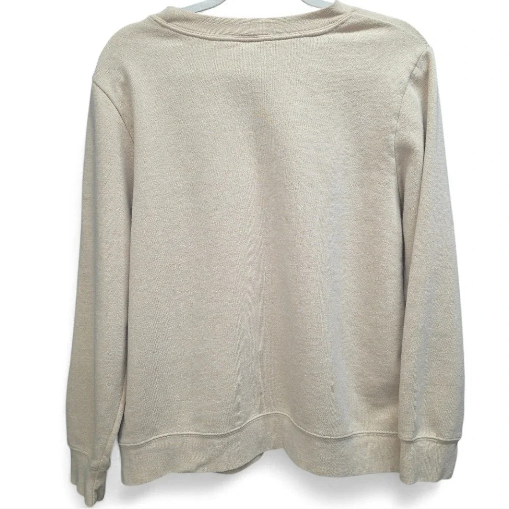 Basic Editions Cream Embroidered Squirrel Sweatshirt 1X‎ Cozy Sequin Detail Soft